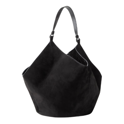 khaite medium lotus bag black suede