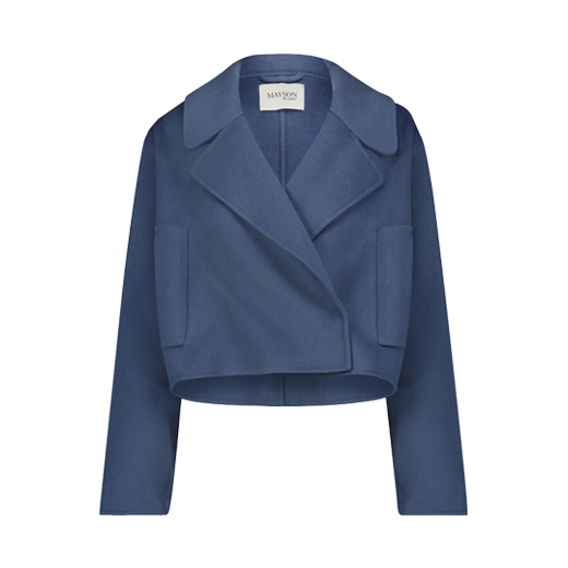 MAYSON the label DENIM BLUE WOOL CASHMERE CROP COAT