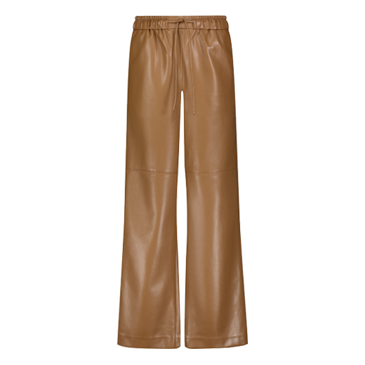 MAYSON the label BROWN VEGAN LEATHER DRAWSTRING PANTS