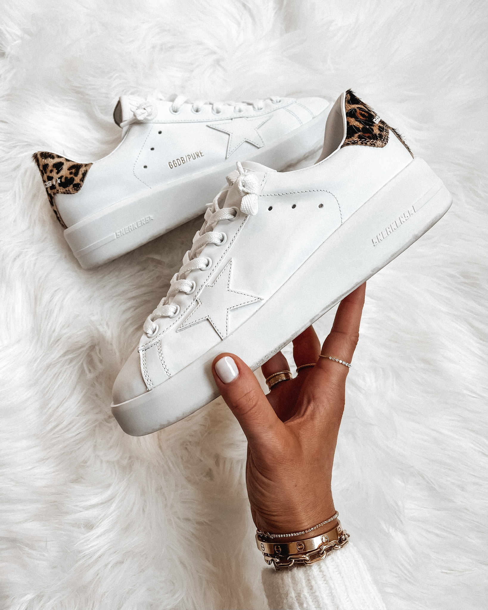 Fashion Jackson Golden Goose Purestar White Leopard Sneakers