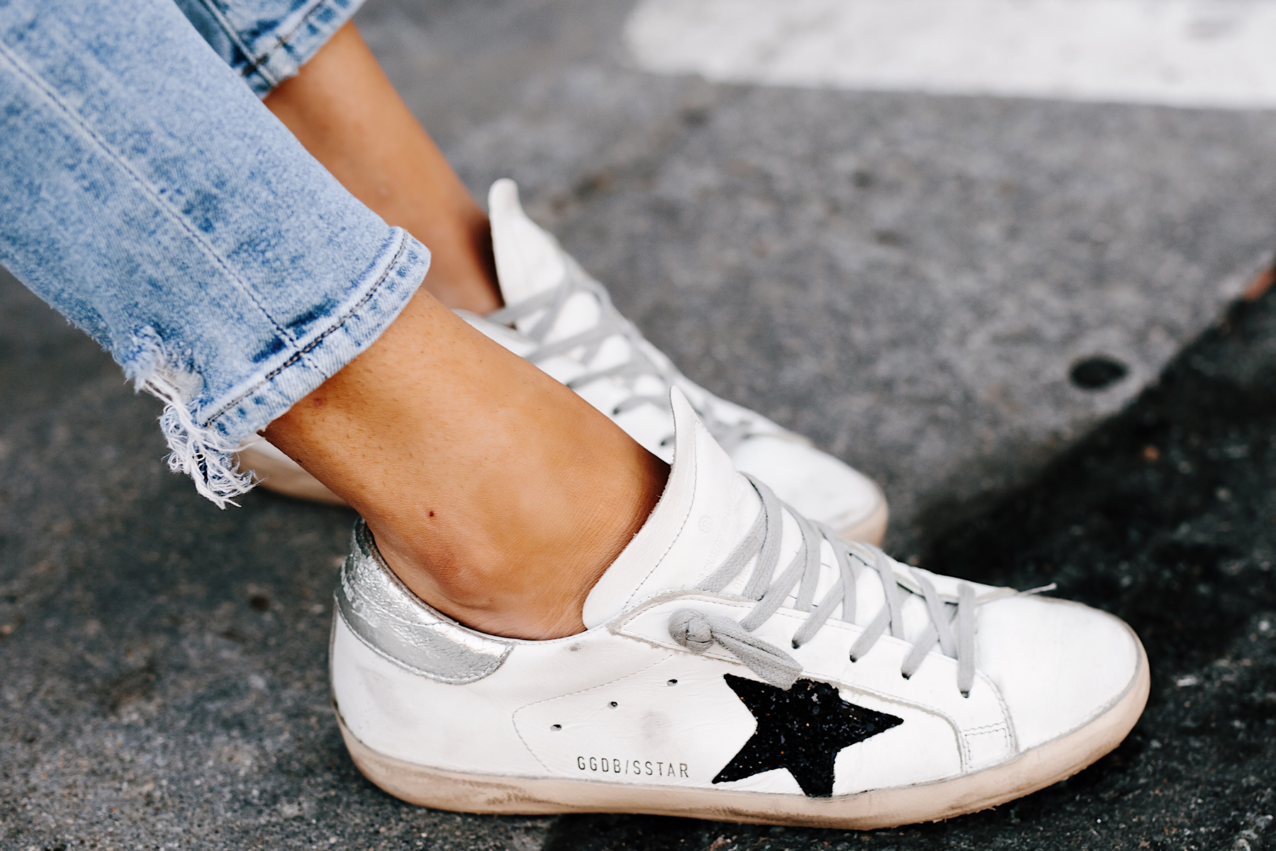 Woman Wearing Golden Goose Sneakers Fashion Jackson San Diego Fashion Blogger Street Style