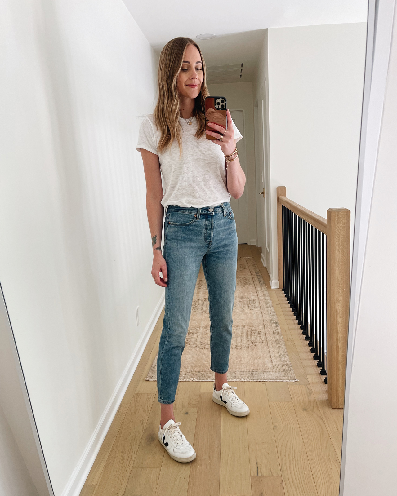 Fashion Jackson Wearing Levis Wedgie Icon Fit Jeans Review These Dreams White Tshirt Veja V10 Sneakers