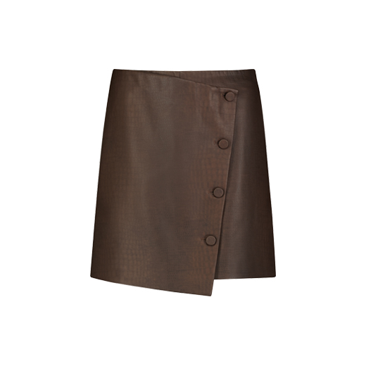 MAYSON the label CHOCOLATE BROWN CROC VEGAN LEATHER MINI SKIRT