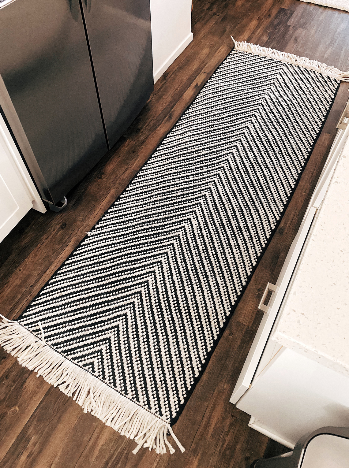 black white chevron kitchen rug runner